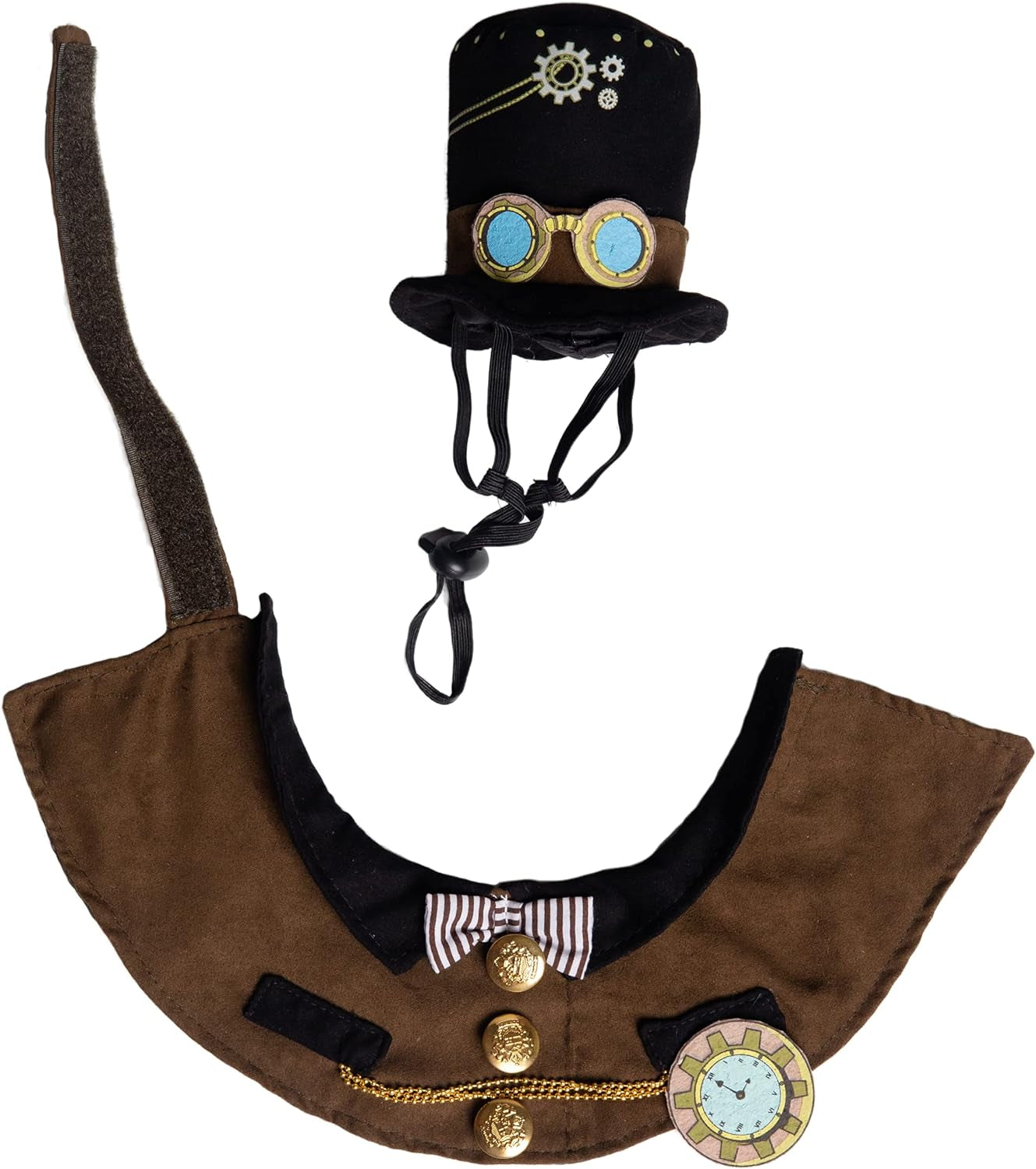Steampunk-Inspired Costume Hat and Collar Set for Small Dogs and Cats - Ideal for Halloween, Christmas, Celebrations, Photoshoots, and Gifts for Pet Enthusiasts
