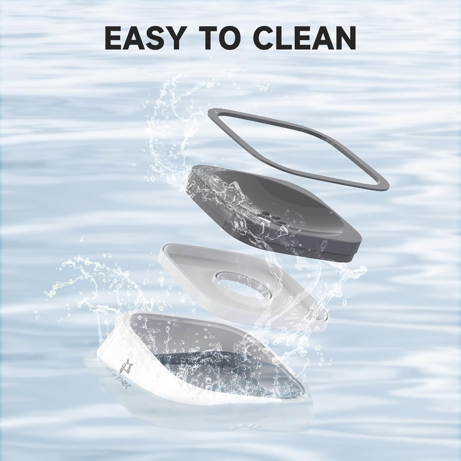 Travel Bowl - Spill-Proof Slow Water Feeder/Dispenser for Dogs and Cats, 35 Oz (1L) - Grey