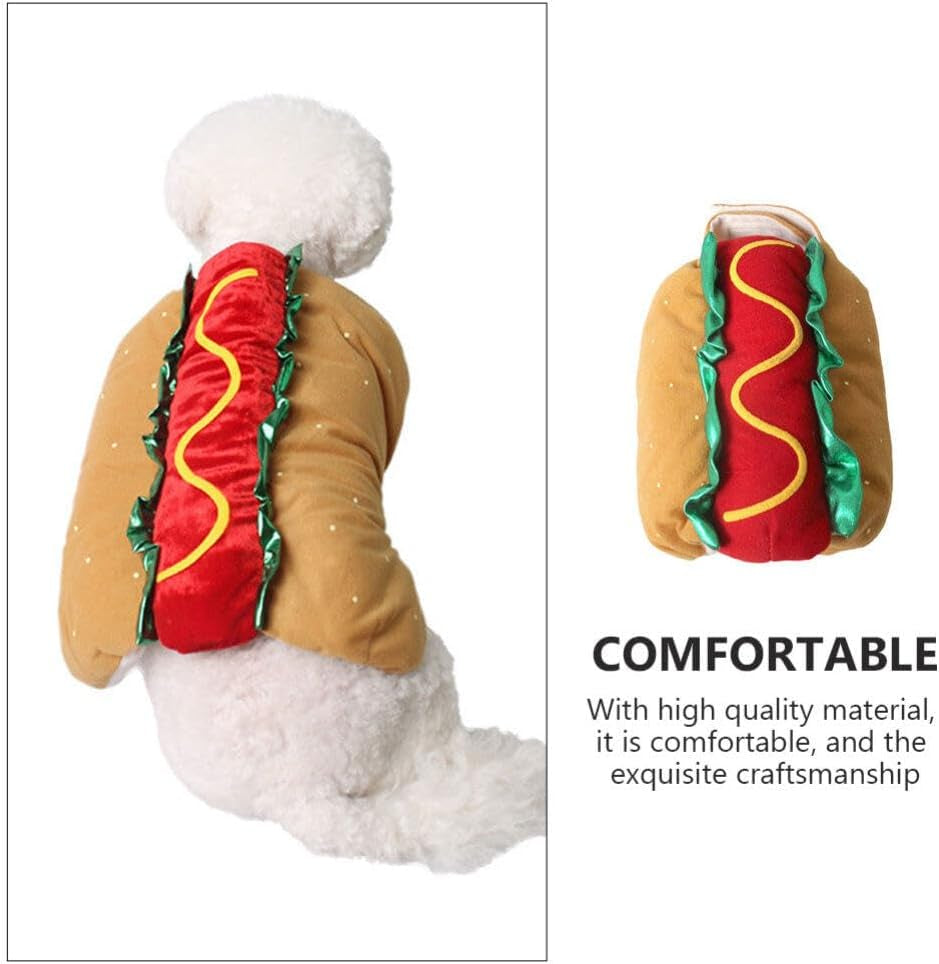 Funny Hot Dog Design Pet Costumes - Halloween Pet Apparel Warm Hoodie for Dogs and Cats, Pet Cosplay Outfit Uniform for Medium and Small Dogs
