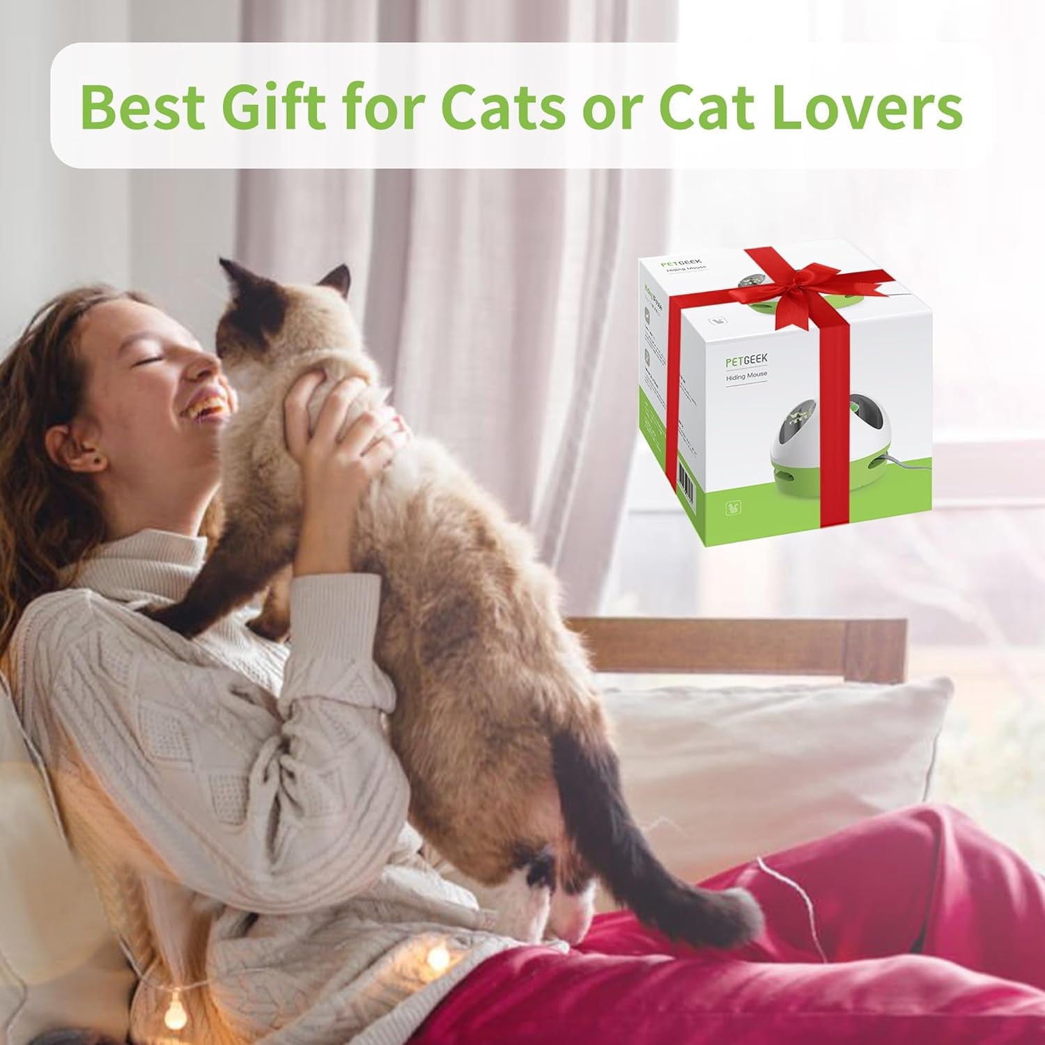 Interactive Electronic Cat Toy - Hidey Mouse with Squeaky Feature and Catnip, Automatic Indoor Play for Cats (Green)