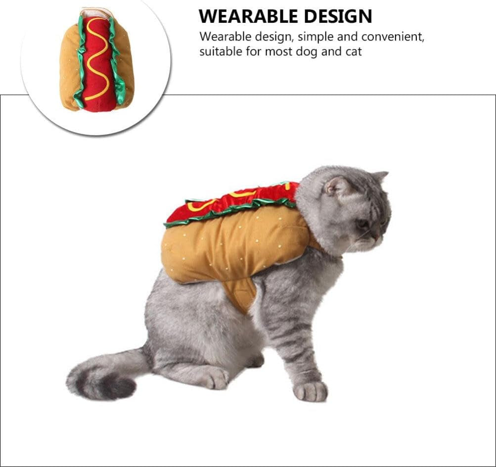 Funny Hot Dog Design Pet Costumes - Halloween Pet Apparel Warm Hoodie for Dogs and Cats, Pet Cosplay Outfit Uniform for Medium and Small Dogs