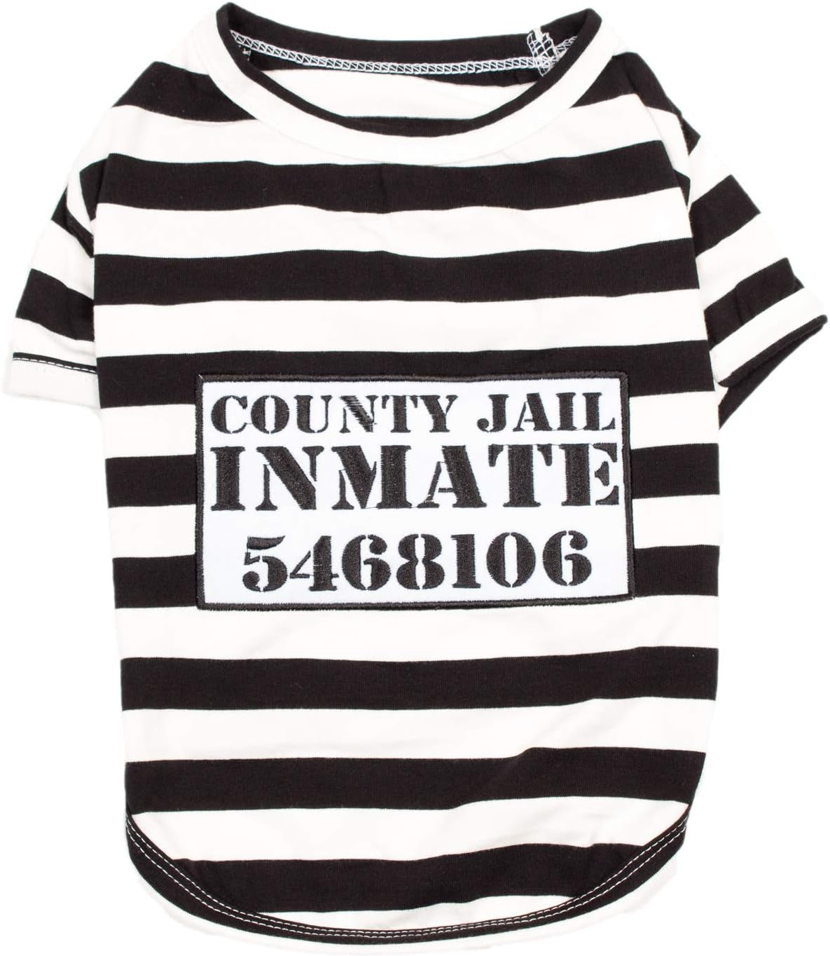 Prisoner Costumes - Prisoner Dog Halloween Costume - Halloween Shirts for Dogs - Black and White Strips Pet Clothes - Pet Halloween Costumes - Sleeved Pet Costume for Medium Dogs - M