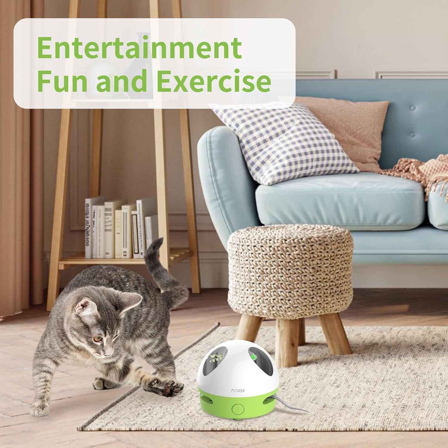 Interactive Electronic Cat Toy - Hidey Mouse with Squeaky Feature and Catnip, Automatic Indoor Play for Cats (Green)