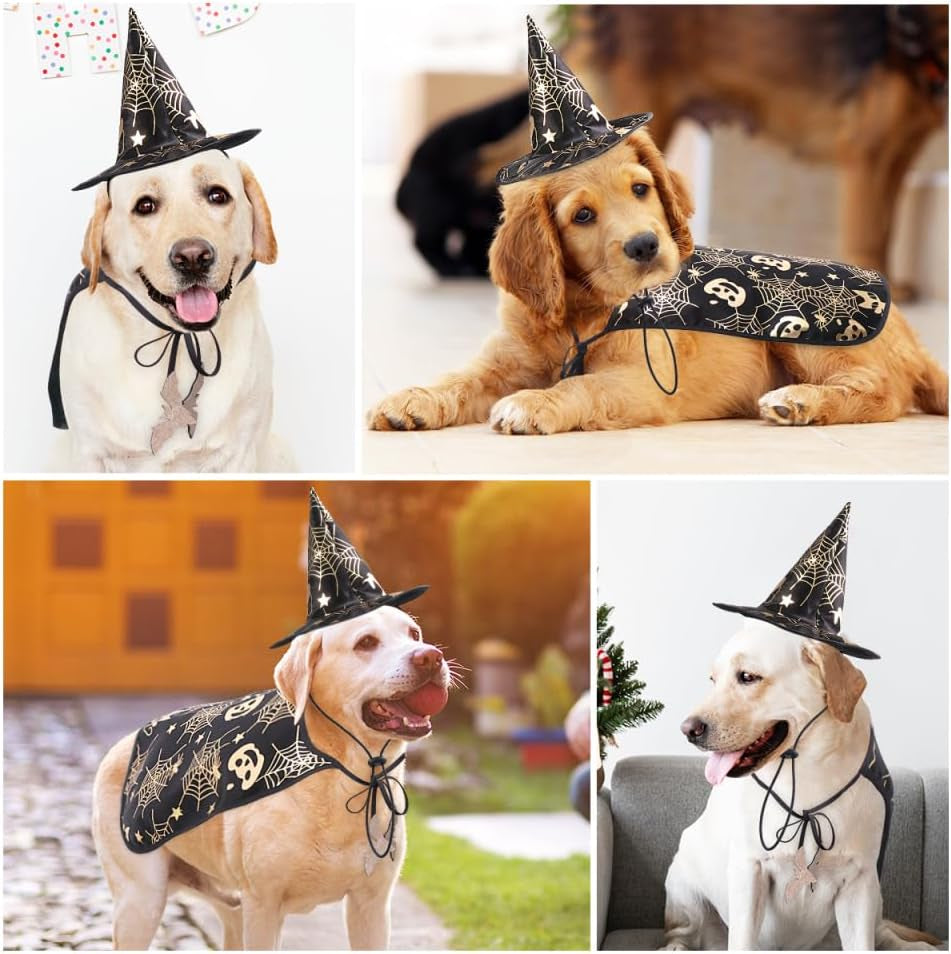 Pet Show Costume Cape and Hat for Dogs - Creative Halloween Cloak for Parties, Photos, and Everyday Wear