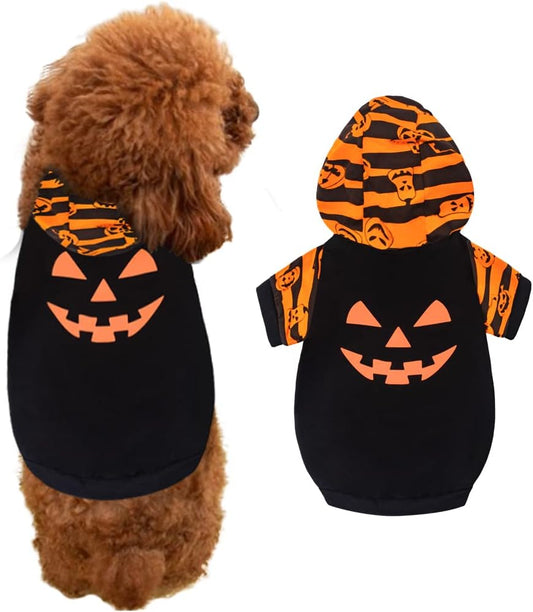 Dog Halloween Pumpkin Costume Pet Hoodie Dog Pajamas Apparel Clothes （X-Large, Orange, XL
