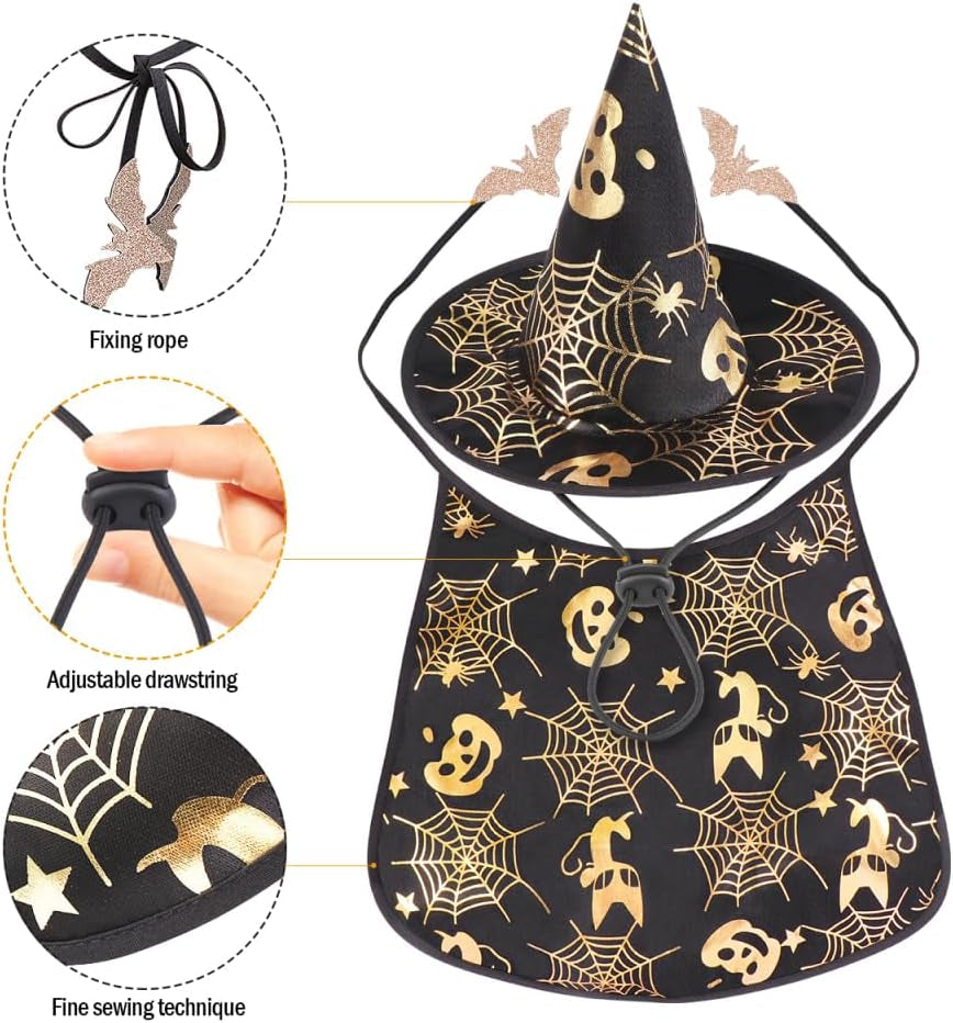 Pet Show Costume Cape and Hat for Dogs - Creative Halloween Cloak for Parties, Photos, and Everyday Wear