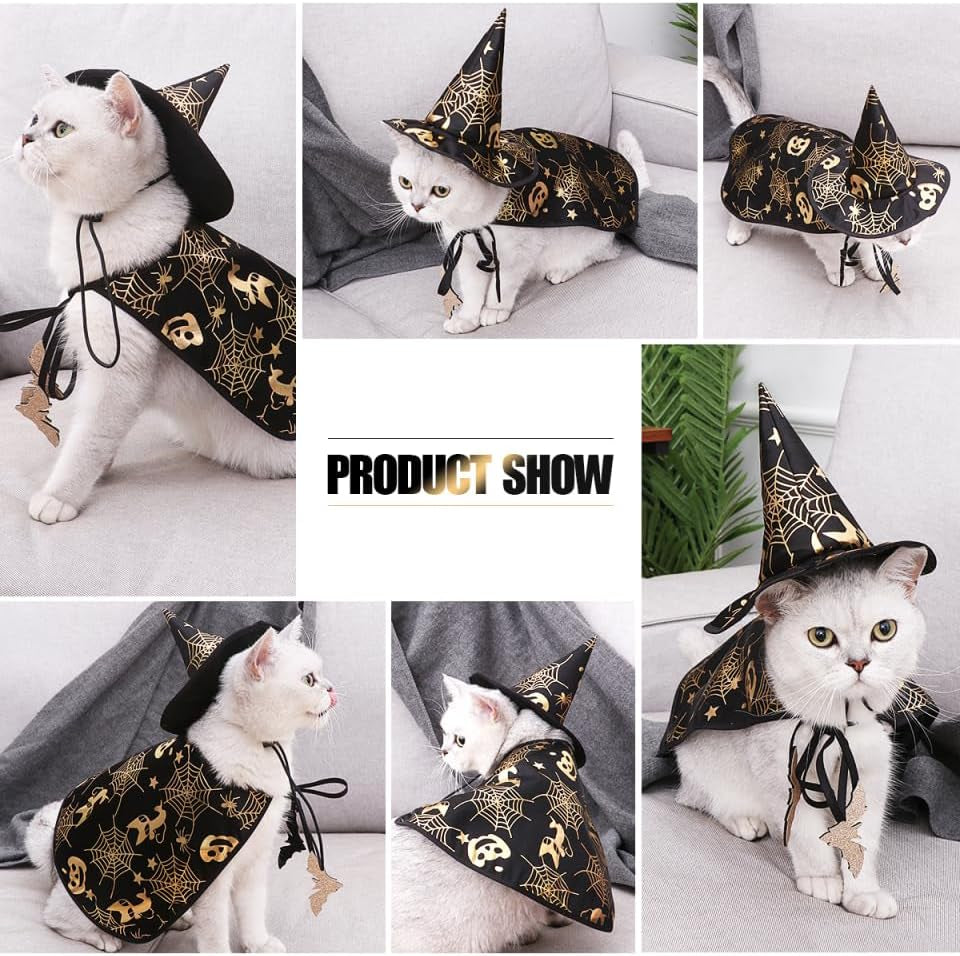 Pet Show Costume Cape and Hat for Dogs - Creative Halloween Cloak for Parties, Photos, and Everyday Wear