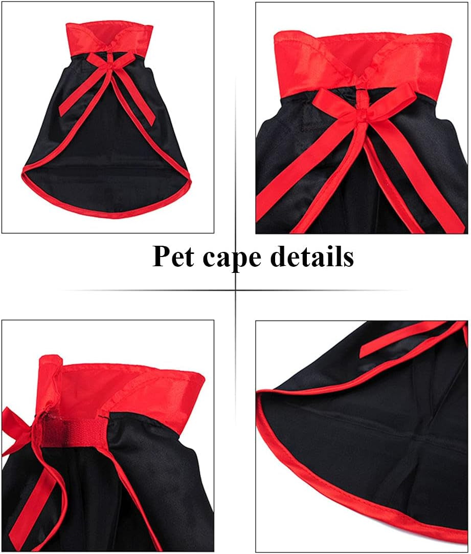 Halloween Pet Costume Set - 4-Piece Bat Wings, Witch Cloak, and Wizard Hat for Cats and Small Dogs - Cute Dress-Up Accessories for Cosplay and Halloween Parties