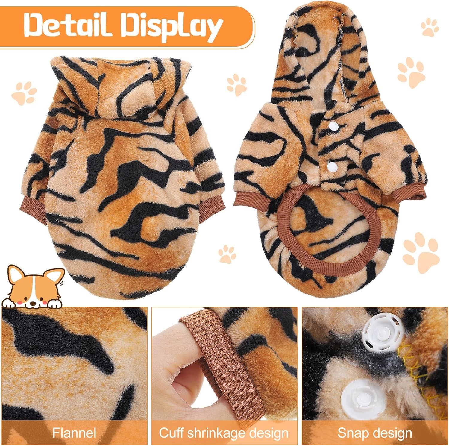 2 Pieces Dog Winter Sweater for Small Dogs Lion Tiger Costumes Warm Pet Coats Christmas (L Size)