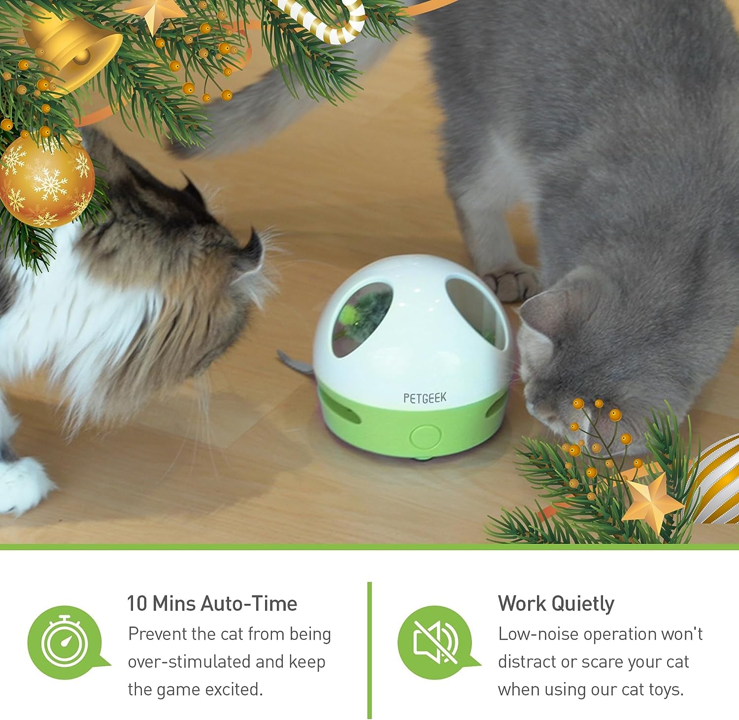 Interactive Electronic Cat Toy - Hidey Mouse with Squeaky Feature and Catnip, Automatic Indoor Play for Cats (Green)