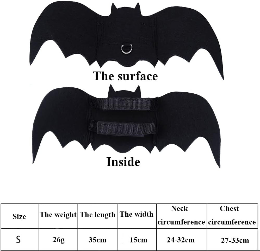 Halloween Pet Costume Set - 4-Piece Bat Wings, Witch Cloak, and Wizard Hat for Cats and Small Dogs - Cute Dress-Up Accessories for Cosplay and Halloween Parties