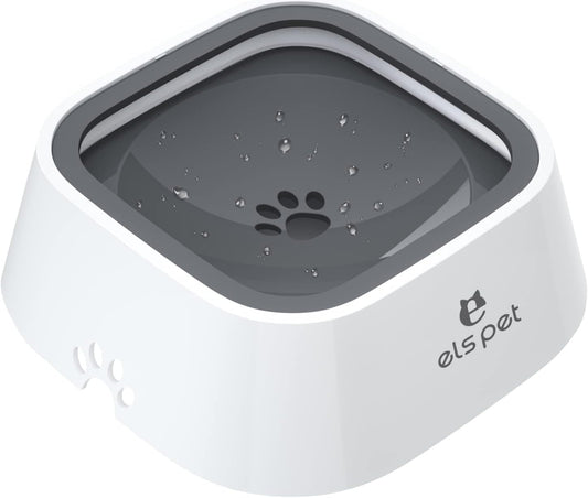 Travel Bowl - Spill-Proof Slow Water Feeder/Dispenser for Dogs and Cats, 35 Oz (1L) - Grey